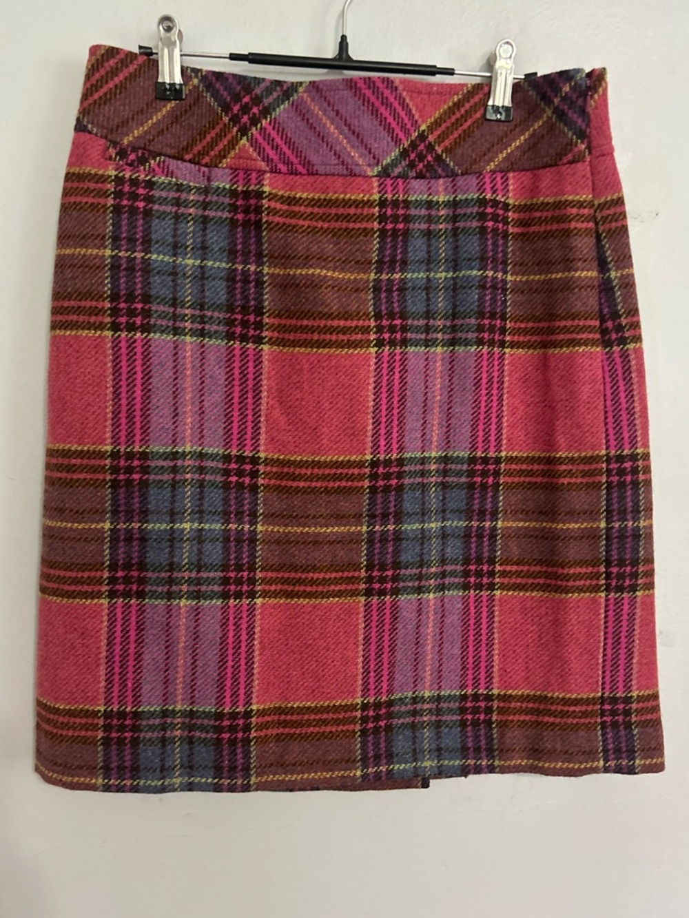 LL Bean Pink Plaid Wool Mini Skirt 6P Preppy Y2K Tartan Academia Fall Classic